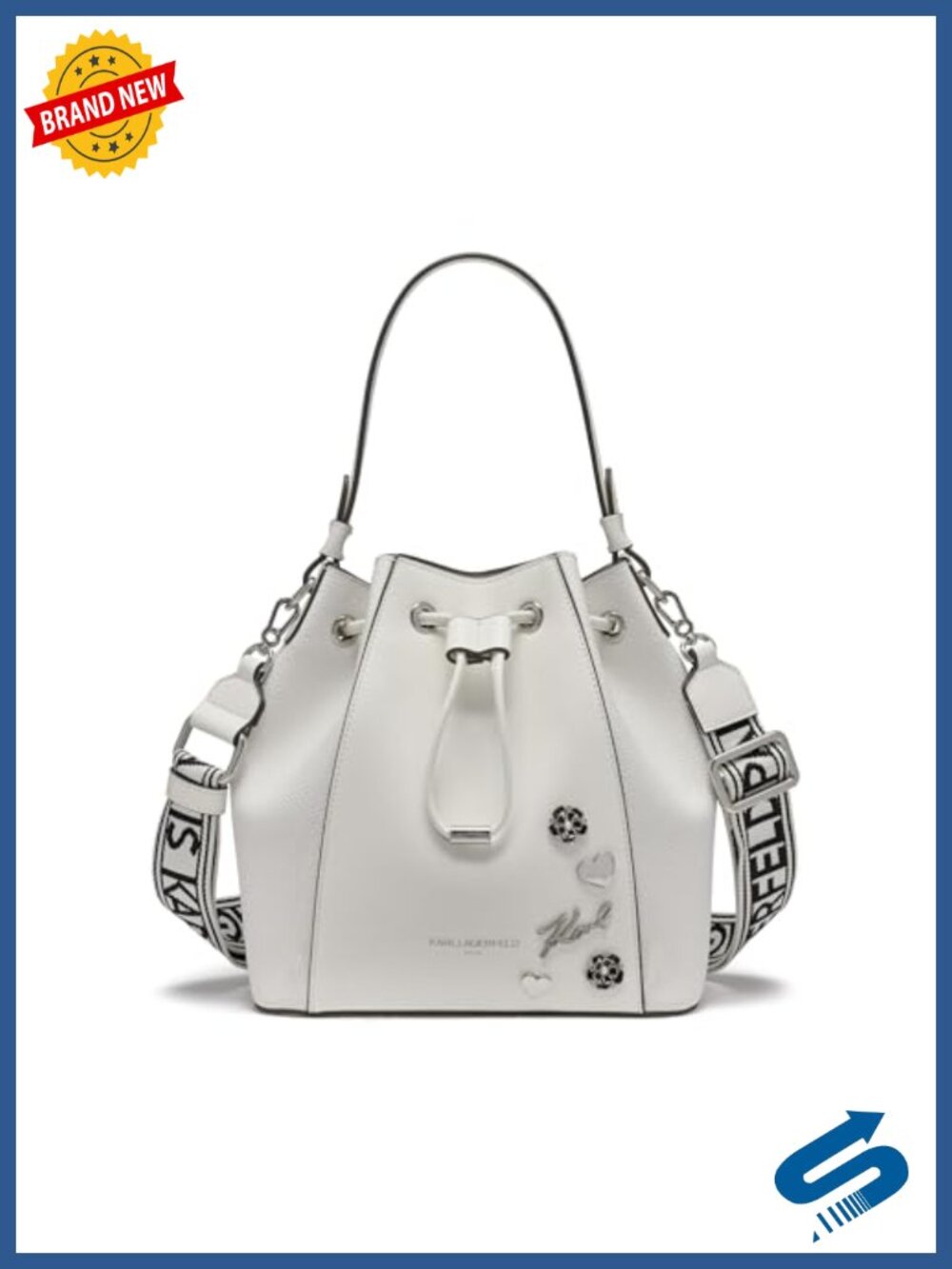 Designer Non-Leather Bucket Bag Shoulder Flap Closure Travel
